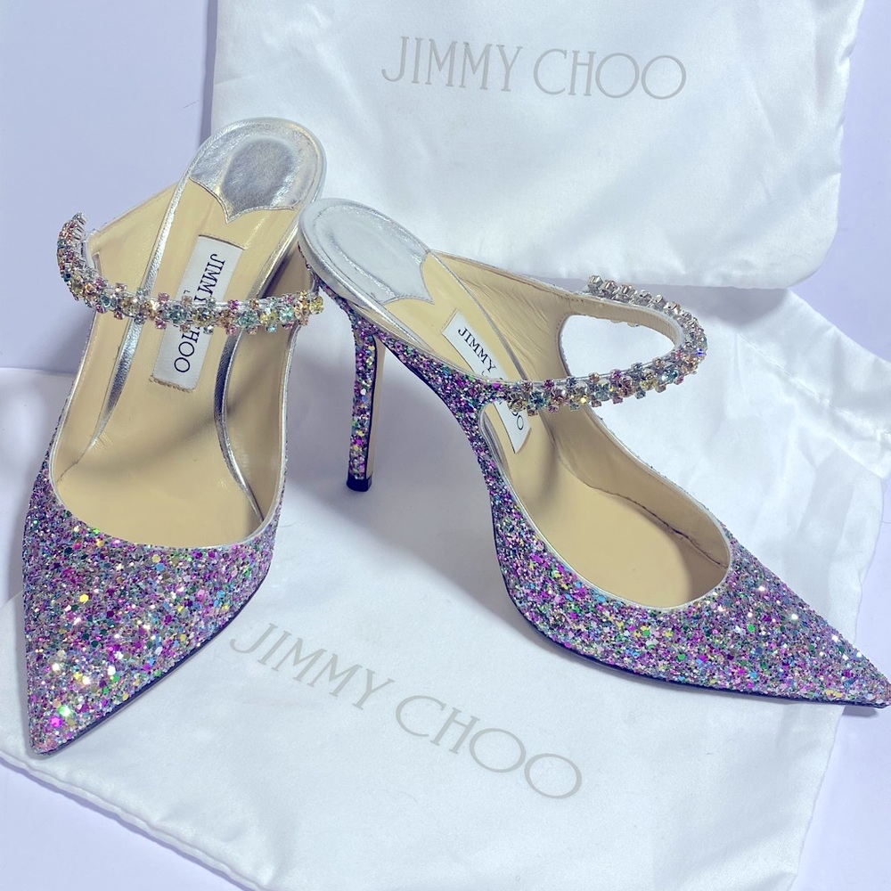 JIMMY CHOO BING 100 RHINESTONE SANDALS
